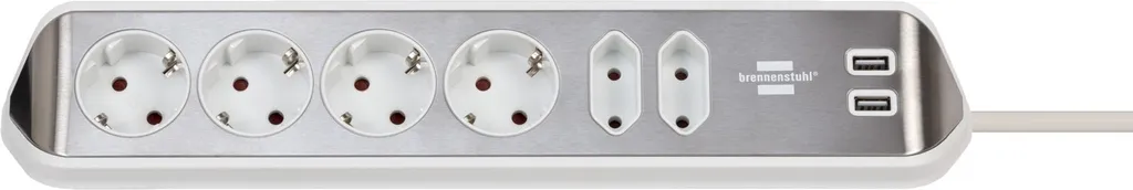 Multipresa Angolare Professionale Brennenstuhl estilo 6 Vie Bianca