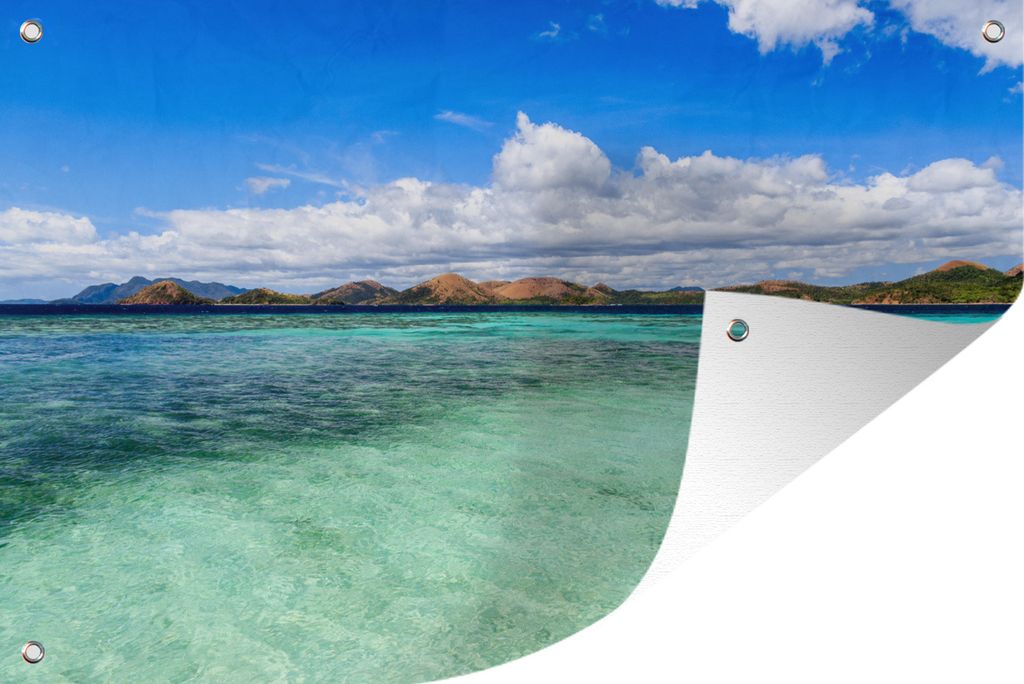 MuchoWow 60x40 cm Outdoor-Poster Gartendeko Sichtschutz Garten Poster für den Garten Transparentes Meerwasser an einem sonnigen Tag vor der Küs...