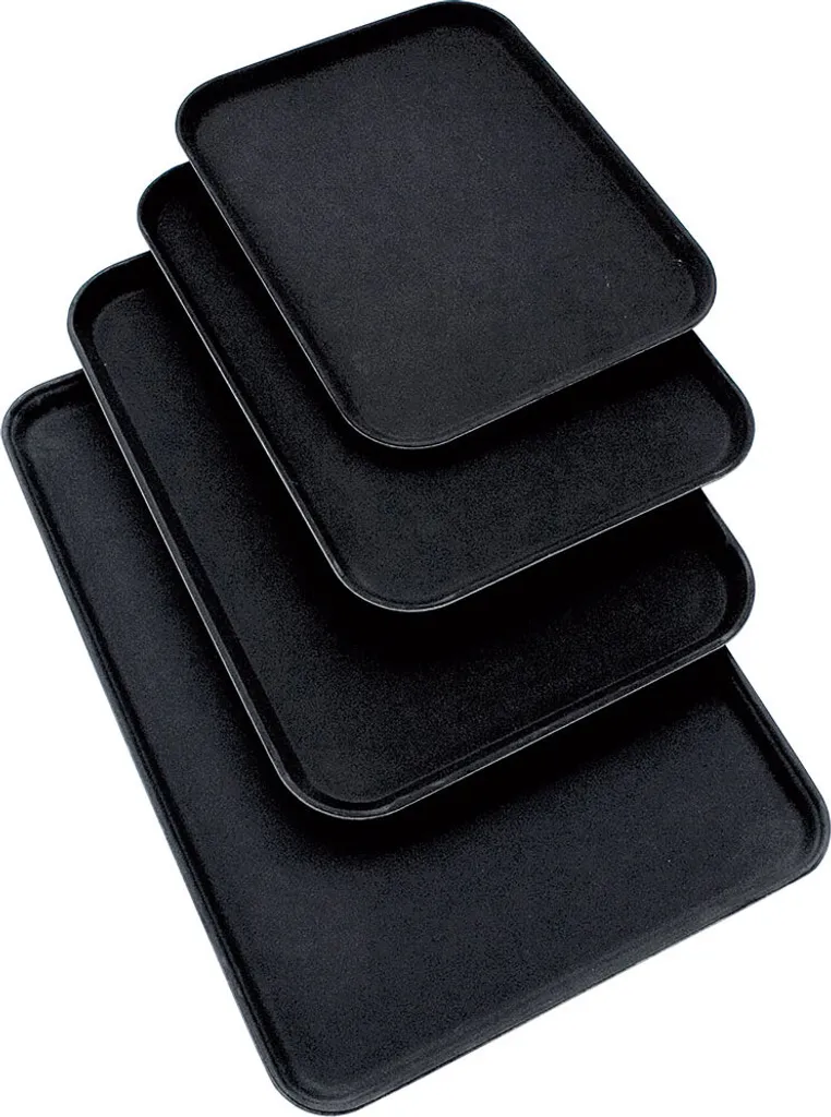 Vassoio Rettangolare Nero 51x38 cm Antiscivolo | Ideale per Mense e Buffet