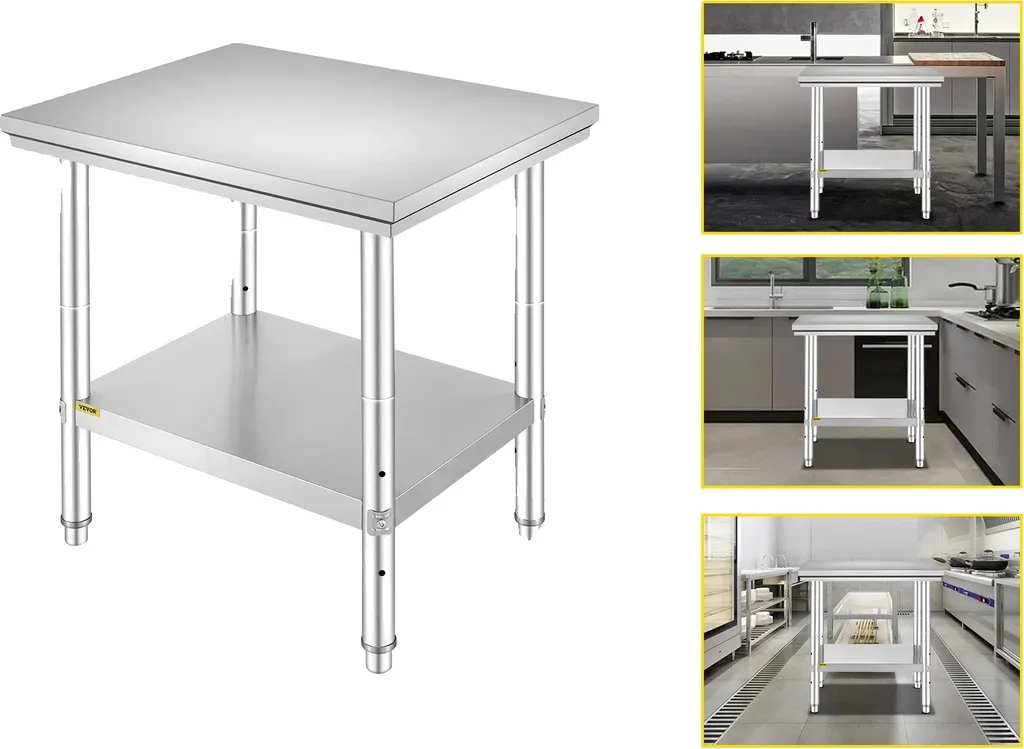 Table de traiteur en acier inoxydable 30x24x32 pouces, robuste 150kg