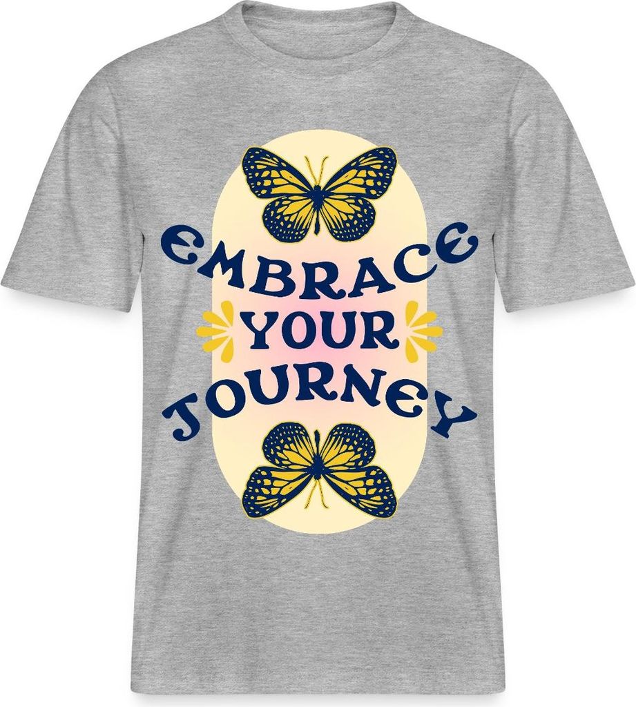Spreadshirt Embrace Your Journey Hippie Y2K Spiritualität Retro Design Relaxed Fit Uni T-Shirt, L, Grau meliert