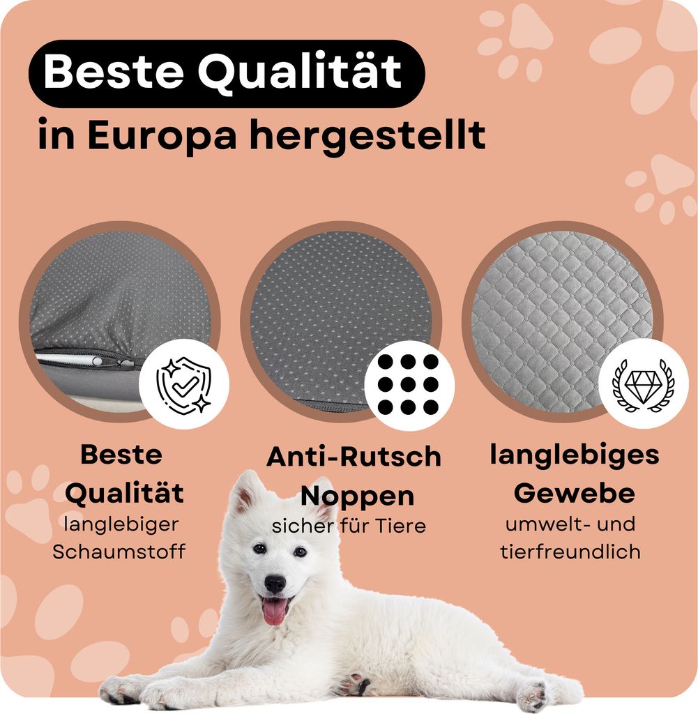 Orthopädisches Hundebett Extra Groß – Wasserdicht & Mit Abnehmbarem Bezug | 106,7 X 76,2 Cm | Für Große Hunde Bis 63,5 Kg
