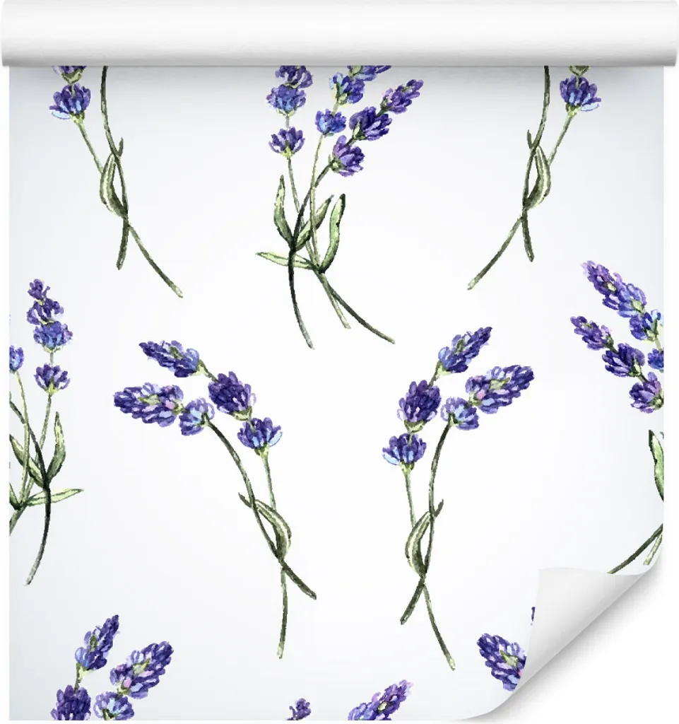 Papier peint intissé pour chambre et salon motif Lavande Nature 10m x 0,53m