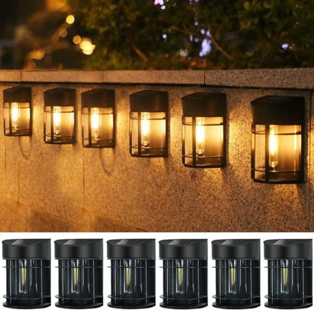 Applique murale solaire LED pour jardin avec détecteur crépusculaire noir