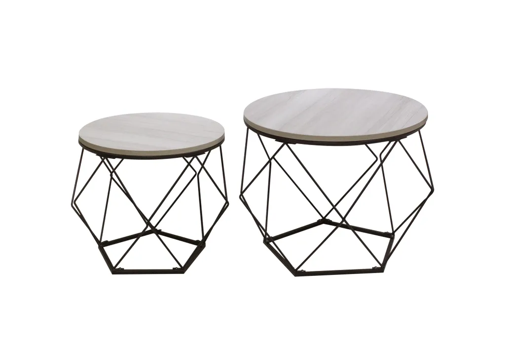 Table d'appoint vintage industriel VDD - Duo robuste en métal et bois