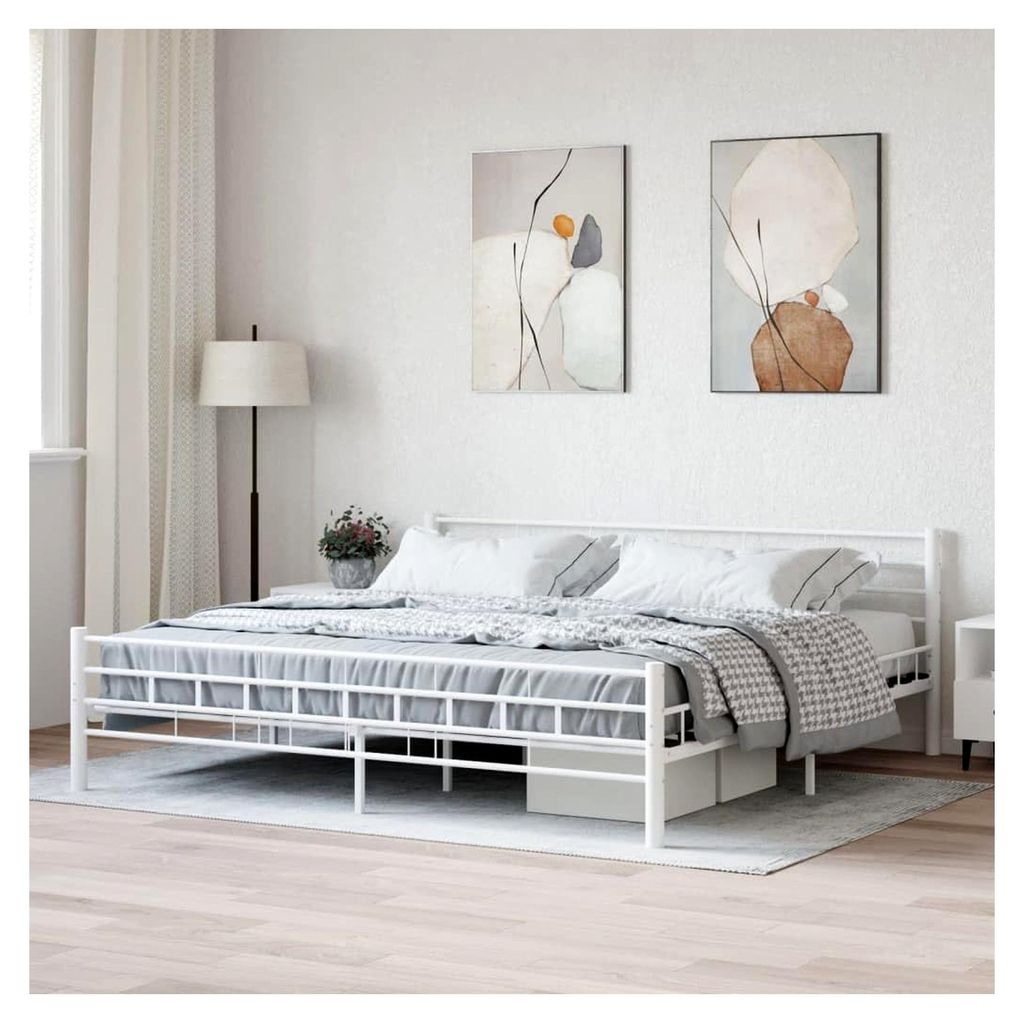 Bettgestell aus Metall in Weiß 200x200 cm
