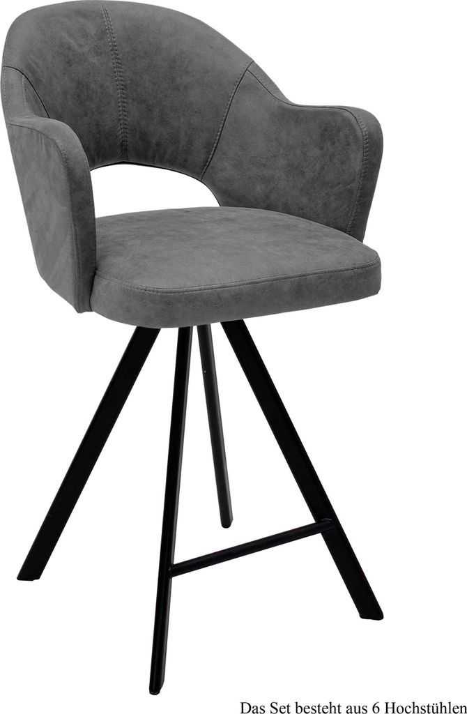 Thekenstuhl (6er-Set) Delinda 59x104x61 Schwarz/Grau