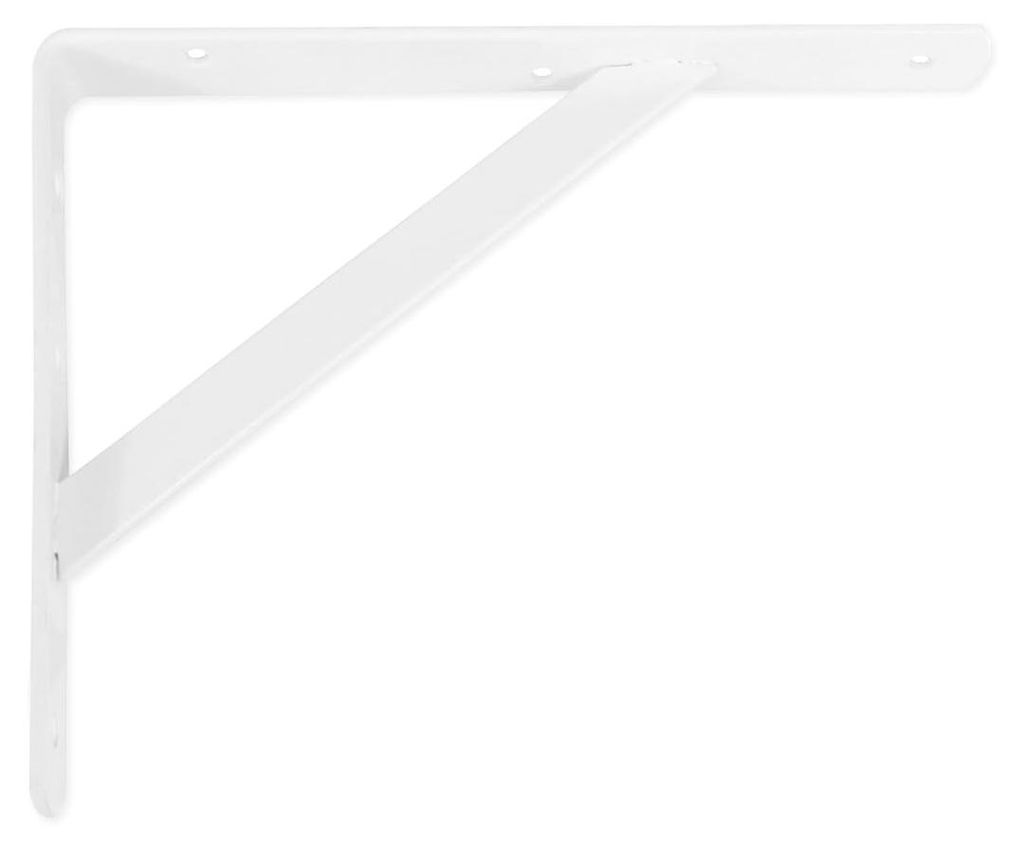 Amig - Regalwinkel Edelstahl | Metallwinkel für Regale | Regalhalterung | Farbe Weiß | Maße: 250 x 200 mm | Empfohlenes max. Gewicht: 250 kg