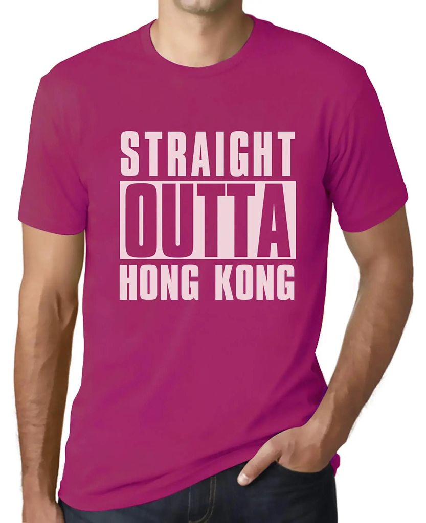 Herren Grafik T-Shirt Direkt aus Hongkong – Straight Outta Hong Kong – Öko-Verantwortlich Vintage Jahrgang Kurzarm Lustige Druck Geburtstag Ge...