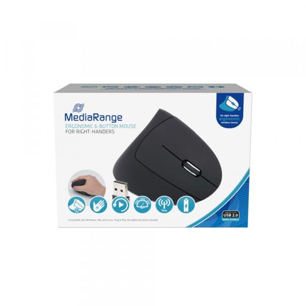 MediaRange MROS232 Maus MROS232: ratón ergonómico, con 6 Imagen del producto 