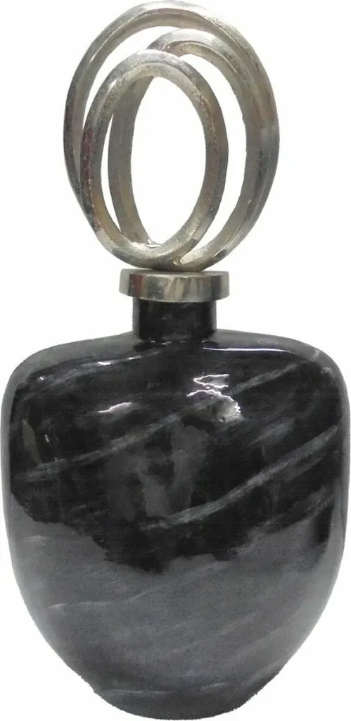 Vase de Salon Moderne pour Décoration d'Intérieur Argenté et Noir 41 cm