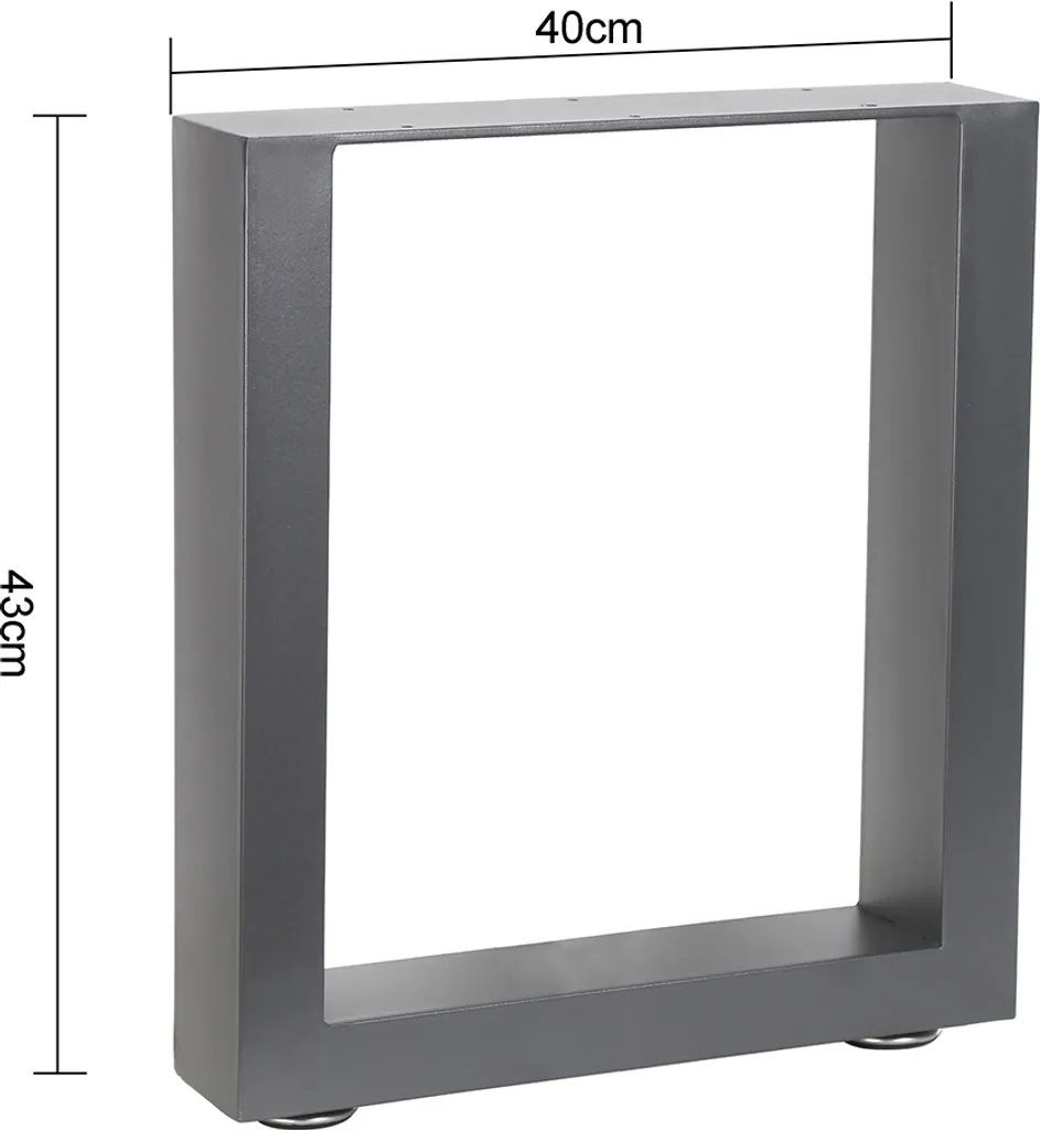 Patins de Table en Acier 40x43 cm avec Protections Sol - Finition Grise
