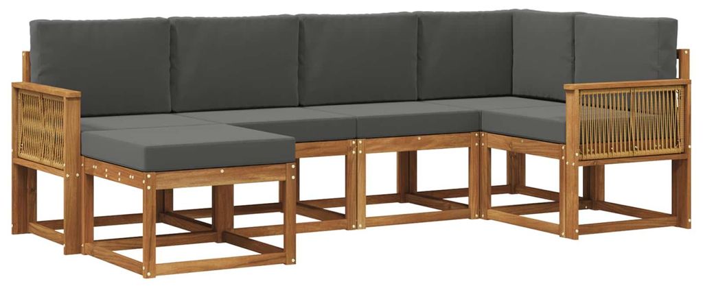 vidaXL Outdoor-Sofagarnitur 6 pcs Natur und Anthrazit Polyester