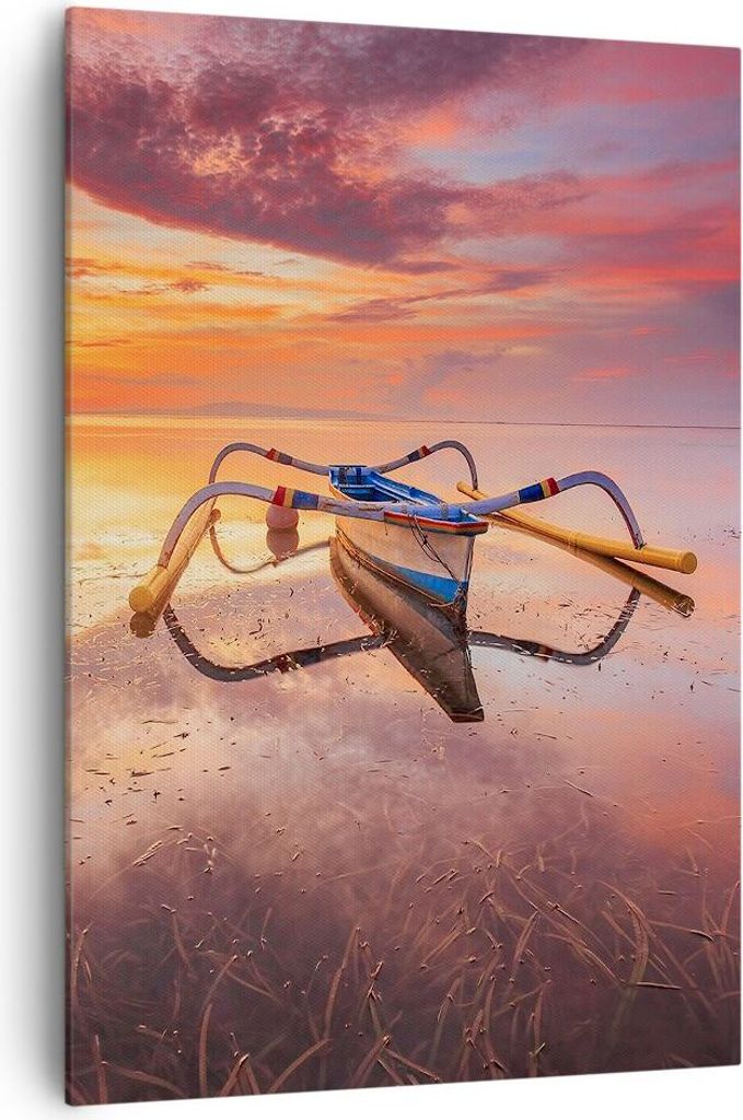 Bild auf Leinwand - Leinwandbild - Einteilig - £ódŸ Westen Die Sonne - 70x100cm - Wand Bild - Wanddeko - Wandbilder - Leinwanddruck - Wanddekora...