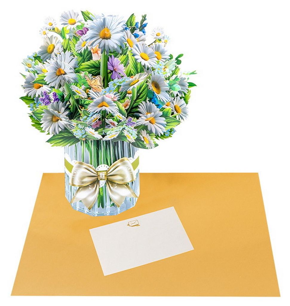 Pop-up-Karten mit Papierblumen, 3D-Blumenstrauß-Grußkarte mit Umschlag und Notiz für Muttertag, Schulabschluss, Jahrestag, Geburtstag, Glückwü...