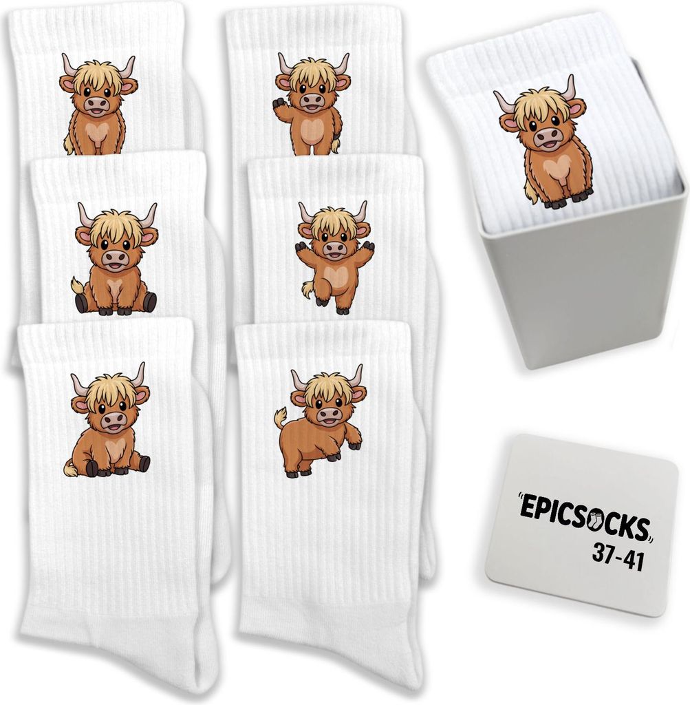 epicsocks Highland Cow Charme Socken in 37-41 im Produktbild 