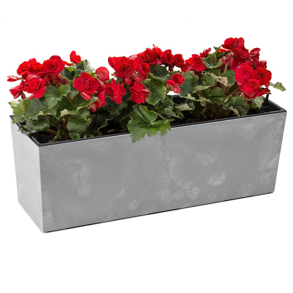 Balkonkast, bloempot, set, betonlook, grijs, rechthoekig, Productafbeelding 