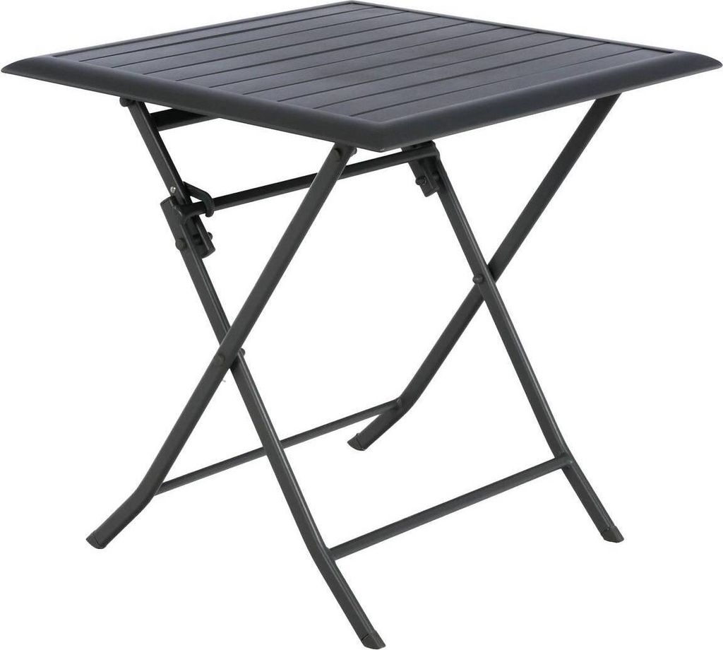 Quadratischer, klappbarer gartentisch "azua" graphit 2-sitzer aus epoxybehandeltem aluminium - Hespéride