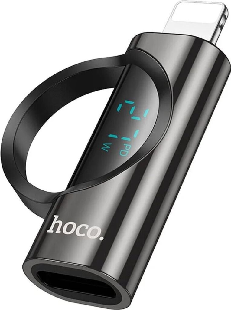 Adapter Lightning auf USB C Hoco PD 2,4A 27W mit Display UA32B schwarz