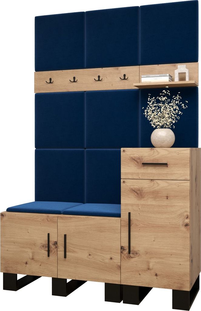 Garderobe ARTIN Set 5 mit gepolsterten Paneelen Industrial Design