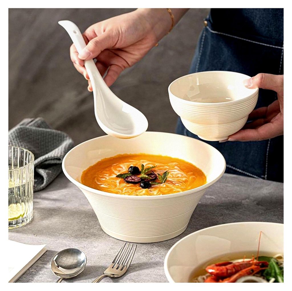 Keramische Suppenschüssel, cremefarben, gebürstet, für den Haushalt, großes Geschirr, 11,4 cm große Kürbisschüssel