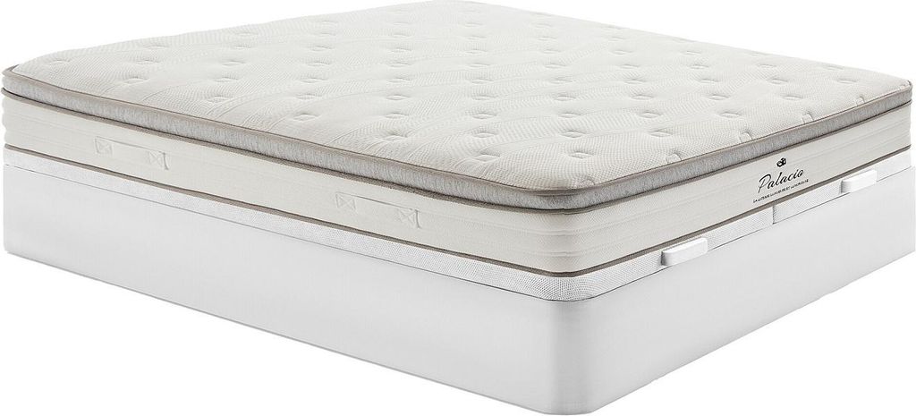 Set 180 x 200 cm Bett mit Box weiß + Matratze mit 7-Zonen-Taschenfedern mit TPE-Schicht 28 cm dick - ONEBIA de PALACIO