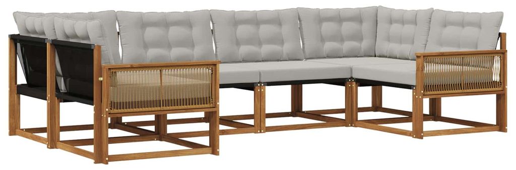 vidaXL Outdoor-Sofagarnitur mit Kissen 6 pcs Natürlich und Hellgrau