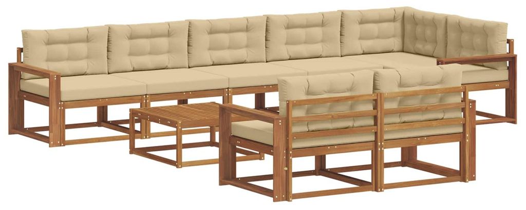 Saisonschlussverkauf -Outdoor-Sofa garnitur moderne - Balkonmöbel/Gartenlounge-Set - robust und langlebig - mit Kissen 9 pcs Natur und Beige - Gar...