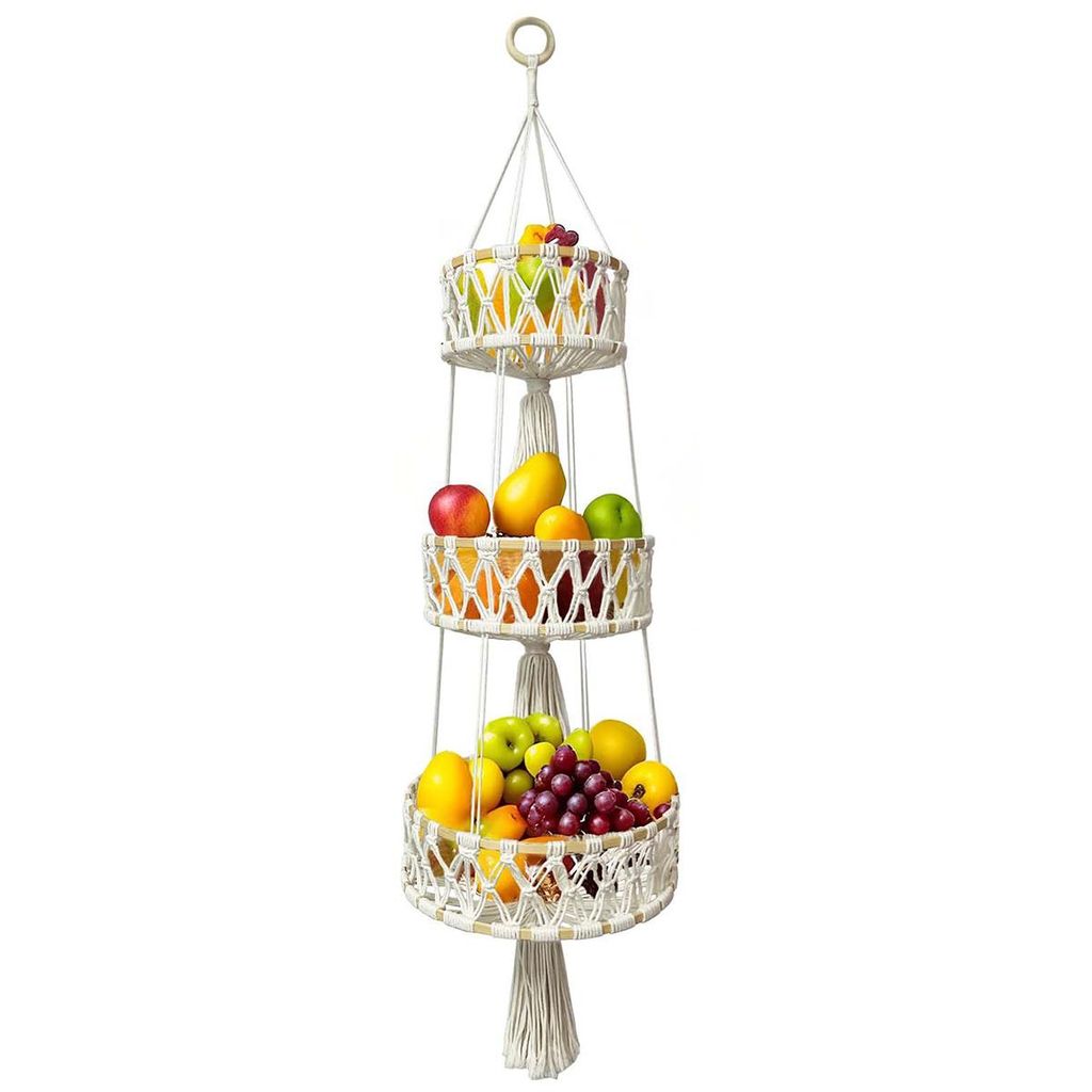 Obstkorb, Baumwollseil Hängender Obstkorb, Dreilagig, Produktbild 