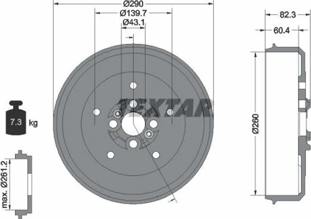 Tambour de frein TEXTAR 94038500 pour éliminer les vibrations 4x4