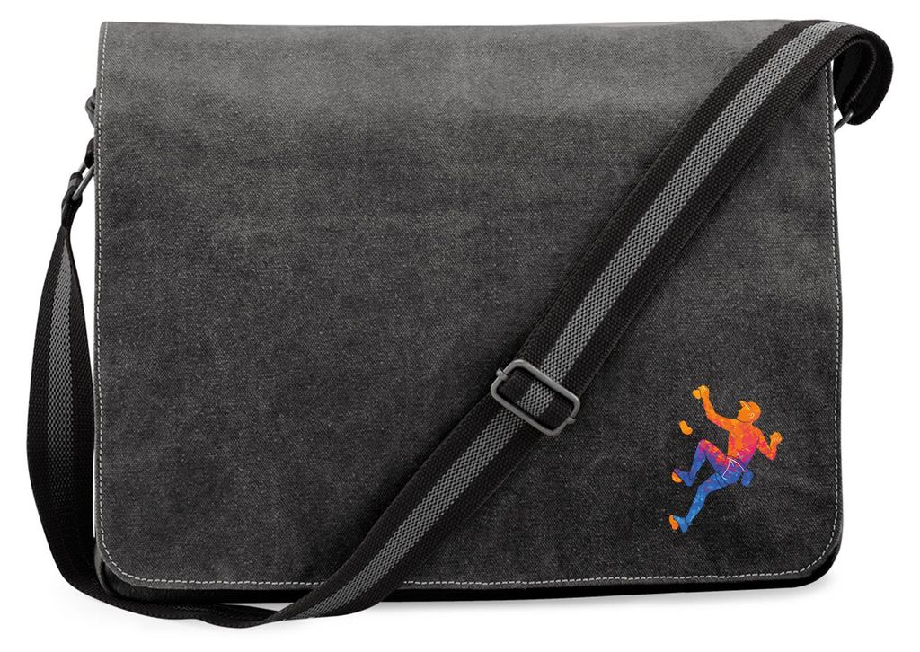 Huuraa Umhängetasche Bouldern Klettern 14 Liter Black Canvas Laptoptasche Geschenkidee