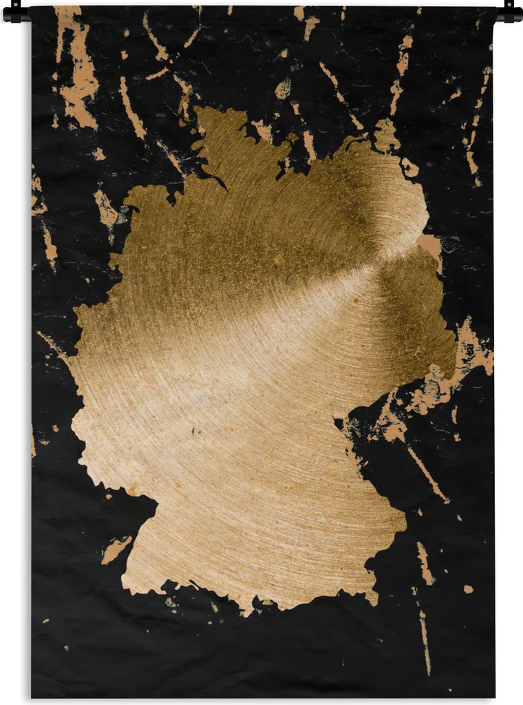 MuchoWow Wandteppich Wandbehang Karte von Europa - Deutschland - Gold 120x180 cm Tapisserie Dekoration Wandtuch - Schlafzimmer - Dekorationen fü...