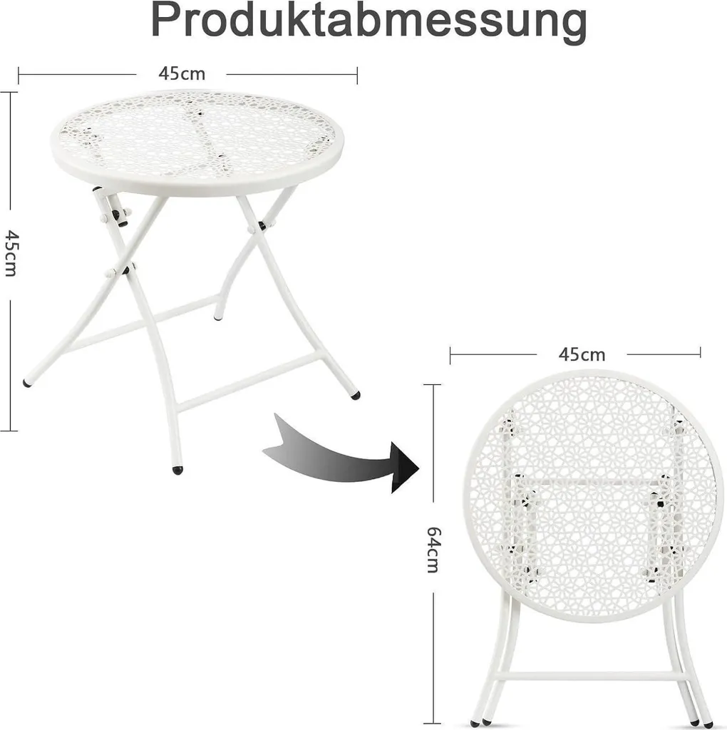 Table Pliante Extérieure TeoKJ en Métal Résistant aux Intempéries 45x45cm