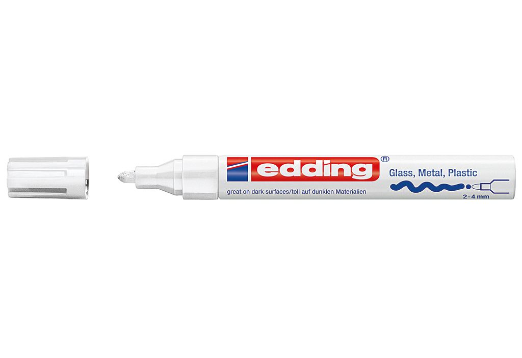 Edding 4-750-9-049 Marker Malerei 750 mittlere Spitze Zeichnung Tinte lackiert blickdicht alle Arten Materialien robust Wärme 2 – 4 mm weiss