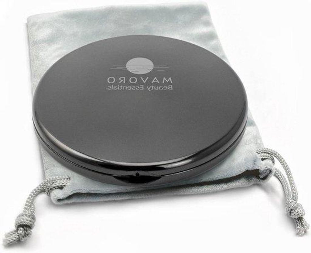 Klein, vouwbare, zwart, dubbelzijdig reismake-upspiegel 10cm, 1x/10x vergroting.