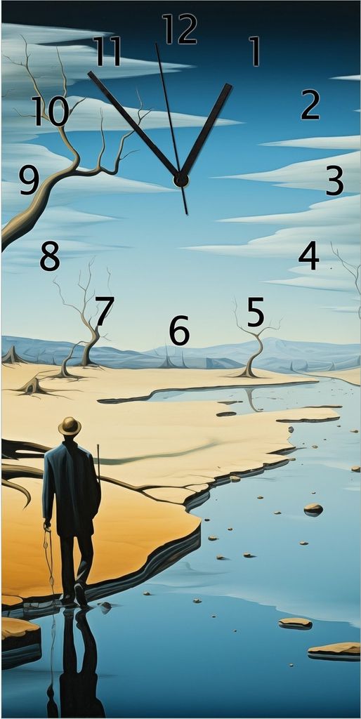 Wallario Design Wanduhr Fluss der Zeit aus Echtglas, Größe 30 x 60 cm