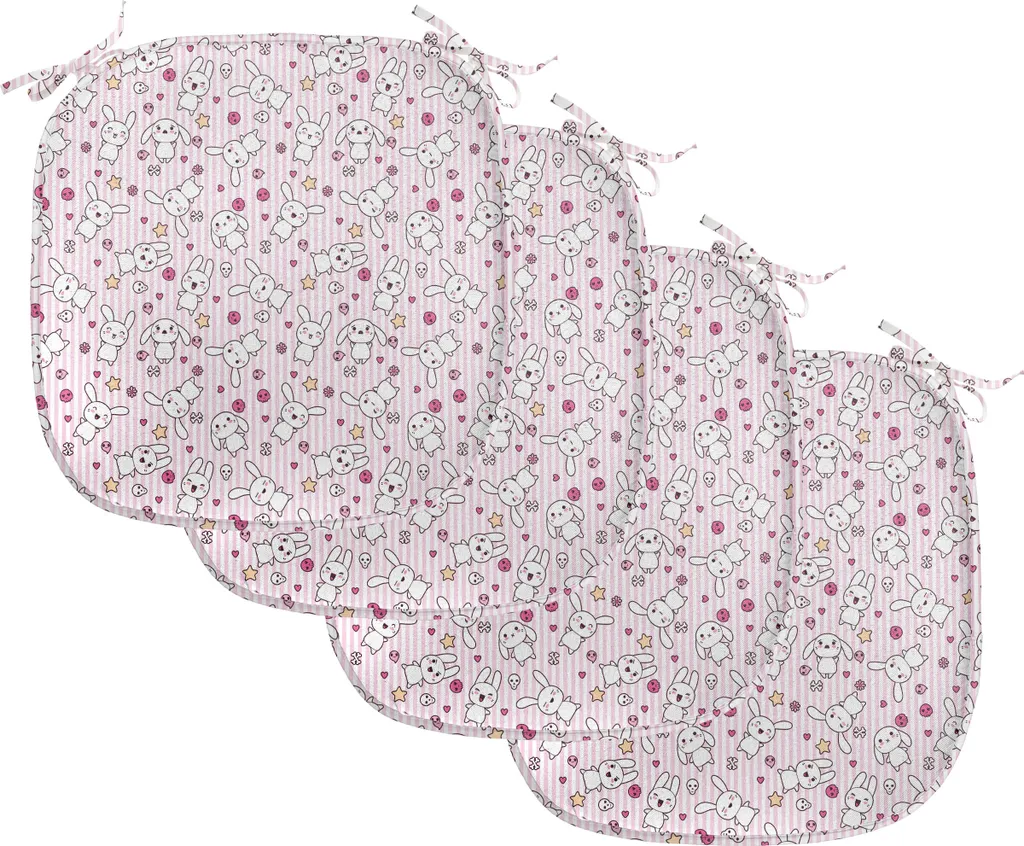 Coussin de Chaise Anti-Tache et Antidérapant Rose - Lot de 4 Galettes