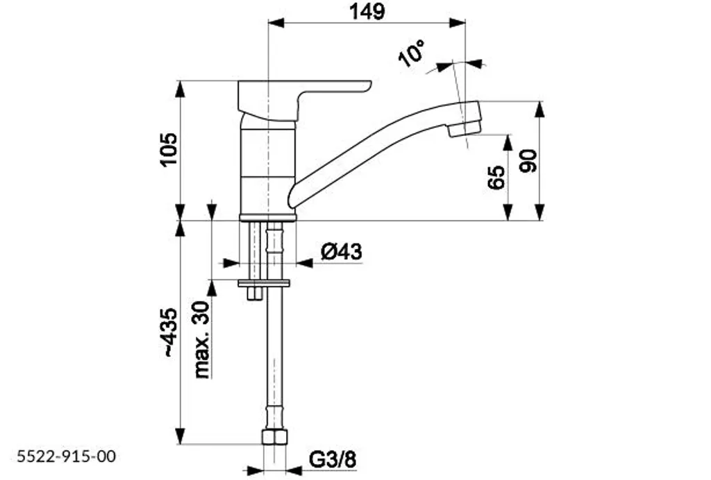Miscelatore per lavabo KFA Granat cromo (5522-915-00) - 4