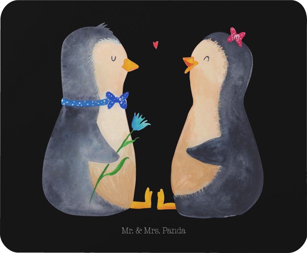 Mr. & Mrs. Panda Mousepad Pinguin Pärchen - Schwarz - Geschenk, Liebe, Mouse Pad, Hochzeit, Hochzeitstag, Liebespaar, mousematte, mauspad laptop, ...