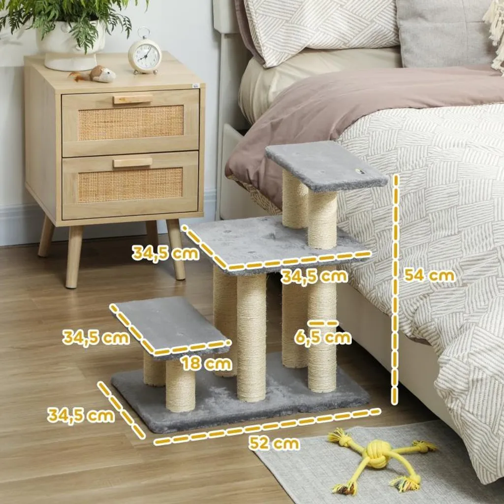 Escalier pour chien contre le mal de dos 3 marches 54 cm multifonction