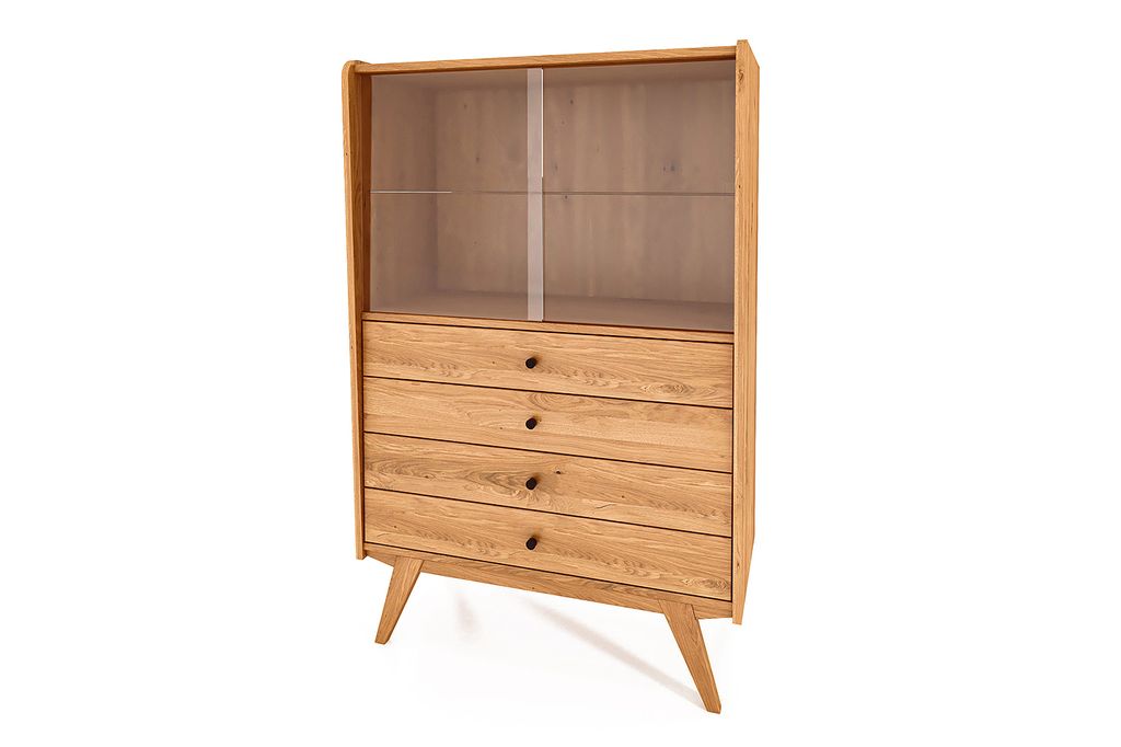 Vitrine RETRO aus Massivholz, Wildeiche Naturgeölt