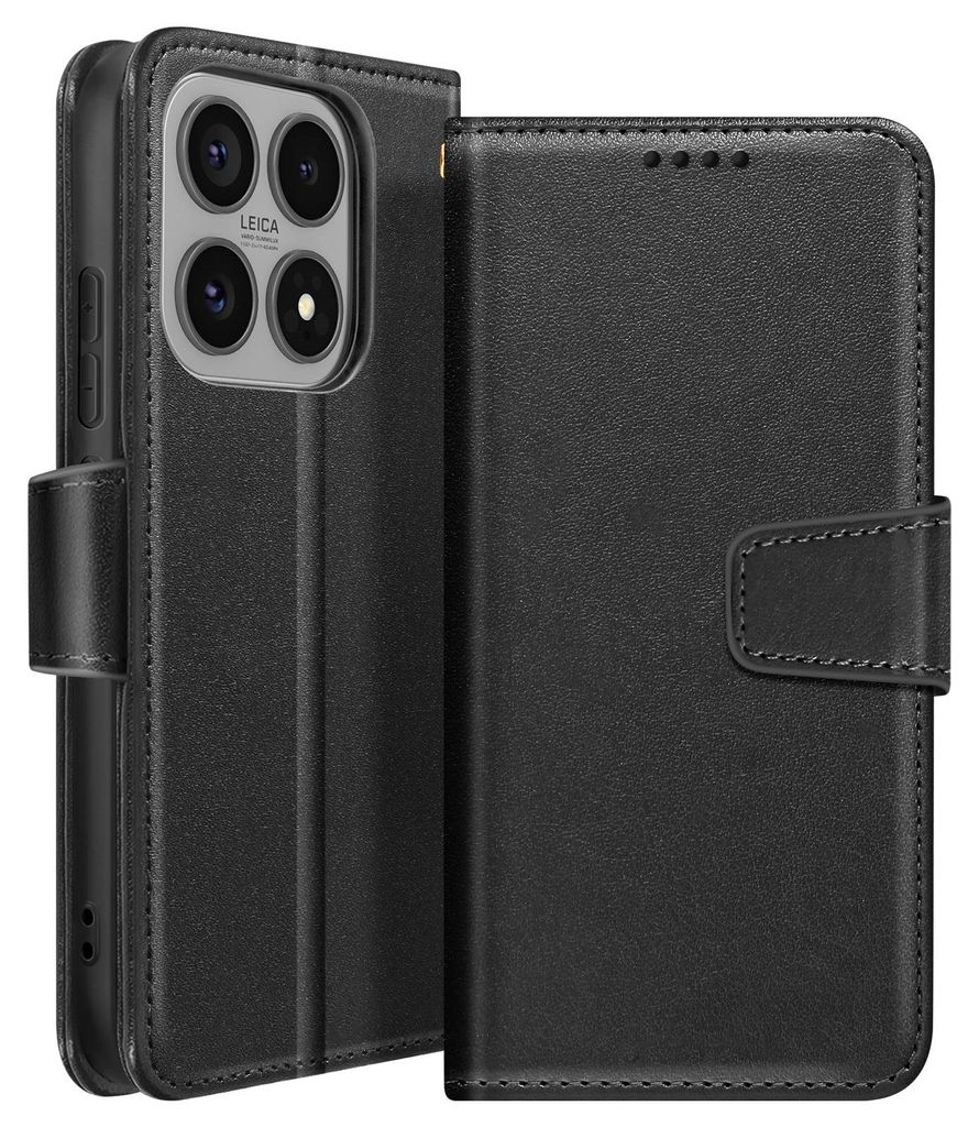 Avizar, Wallet Etui mit faltbarer Standfunktion für Xiaomi 17, Schwarz