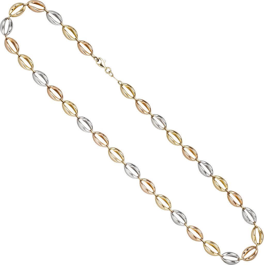 7,8mm Halskette 585 Gold Gelbgold Rotgold Weißgold tricolor Produktbild 