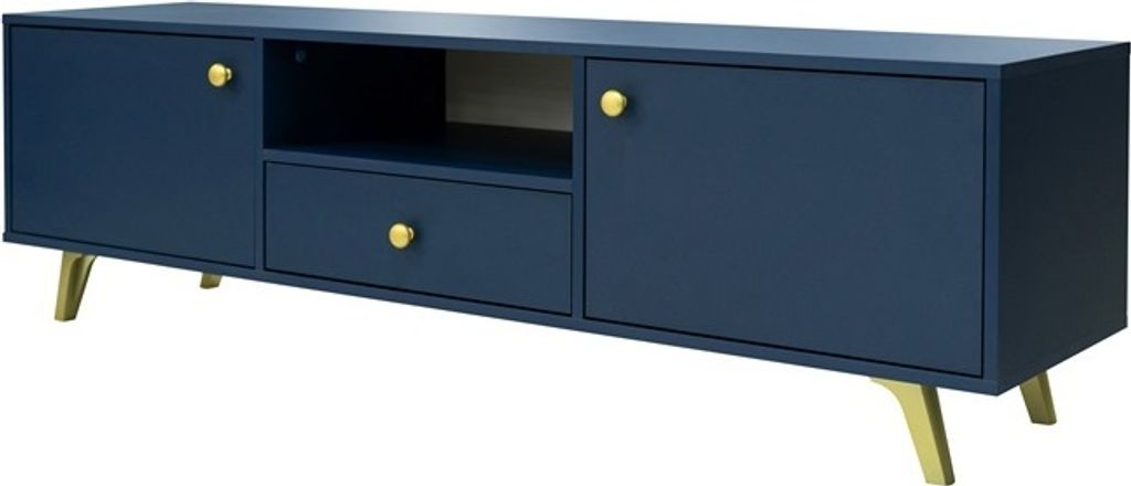 Lowboard SIENA – modernes Sideboard TV-Schrank RTV Möbel für Wohnzimmer mit viel Stauraum (Dunkelblau)