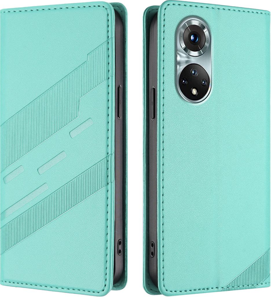Hülle für Huawei Nova 9 Pro /Honor 50 Pro, Kunstleder Brieftaschen Handyhülle mit Kartenfach und Standfunktion Türkis