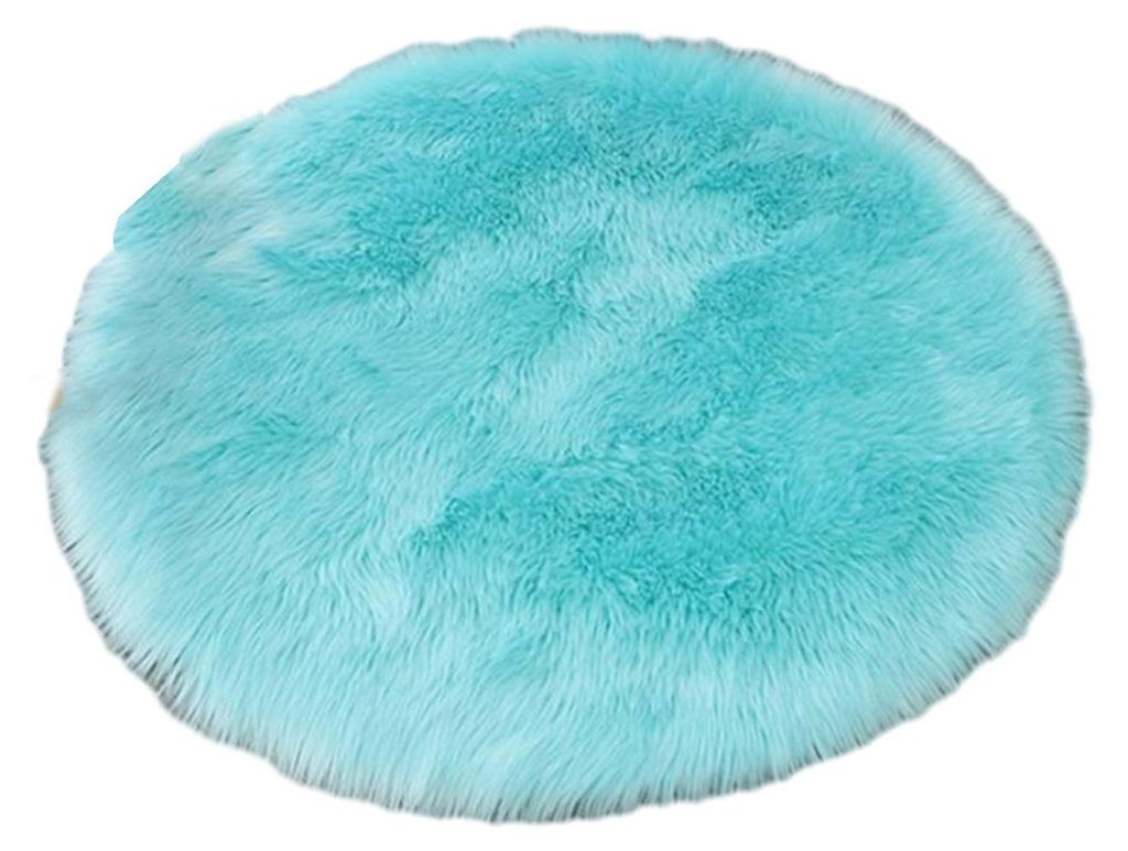 Runde, flauschige Plüschmatte, weicher Schlafzimmerteppich, einfarbig, maschinenwaschbar, flauschiger Teppich für Kinderzimmer, Babyzimmer, Wohnz...