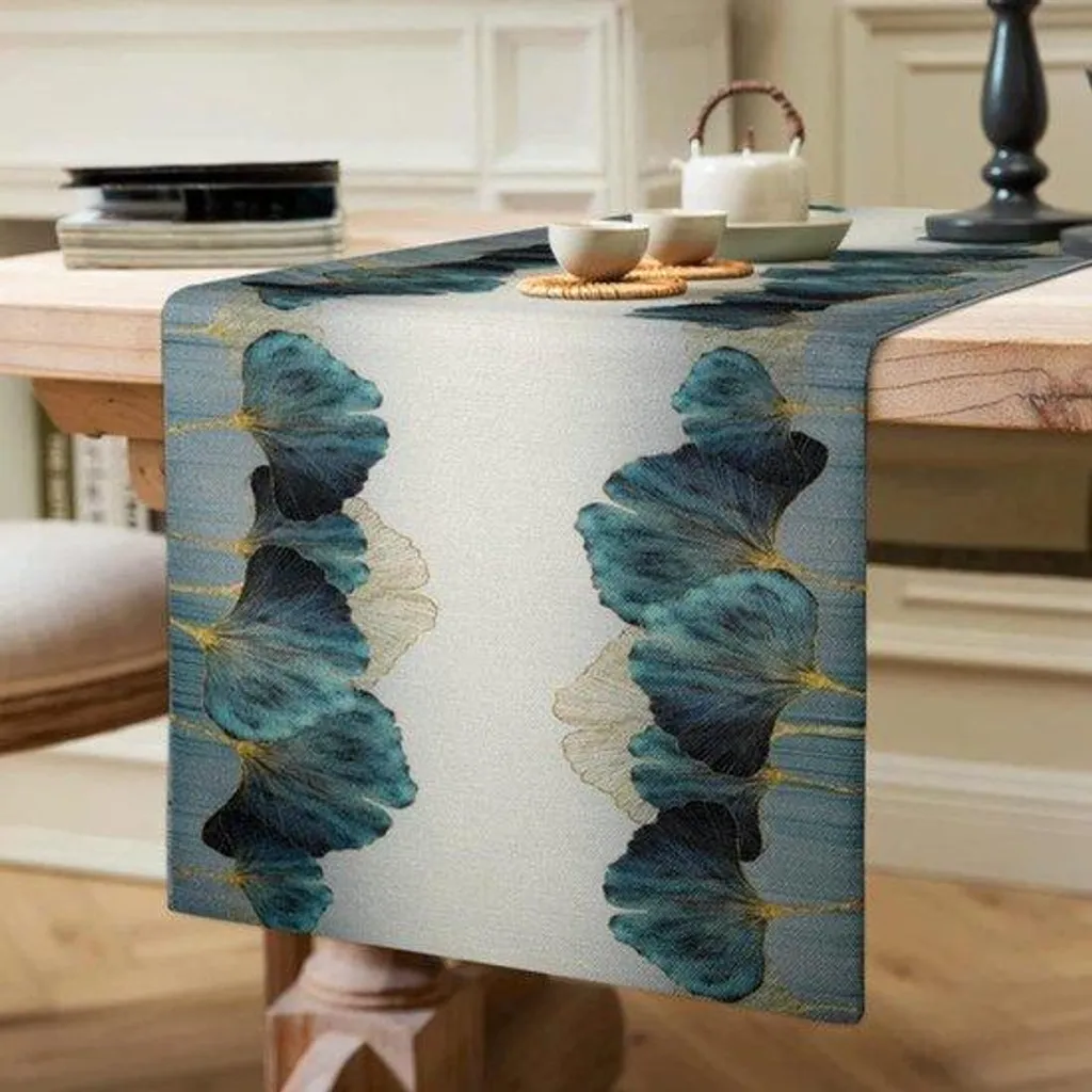 Nappe de fête Ginkgo en coton pour décoration de mariage et banquet