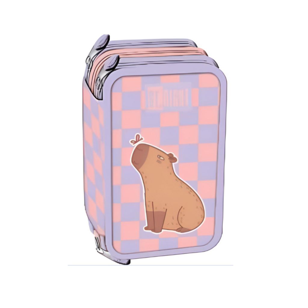 Federmäppchen 3 Fächer - Mäppchen für Mädchen und Jungen CAPYBARA - Federmappe 3-Fach Federtasche Gefüllte Schüleretui Schulmäppchen - Kapi...