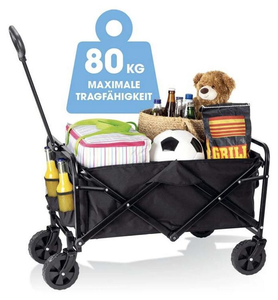 EASYmaxx Bollerwagen met kleine wielen - opvouwbaar - zwart Productafbeelding 