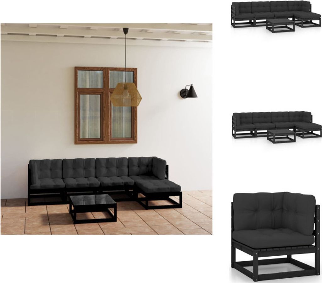 vidaXL 6-tlg. Garten-Lounge-Set mit Kissen Kiefer Massivholz - Gartenmöbel-Sets